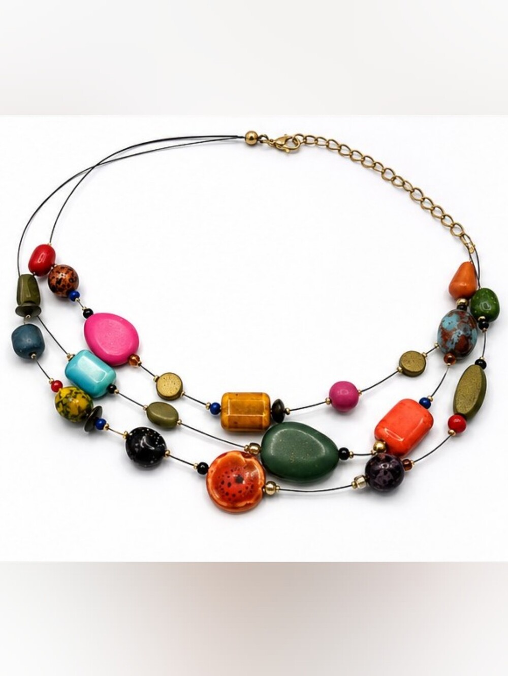 You & I Colorful Multi-Strand Boho Statement Necklace | Artisan Beaded Bib